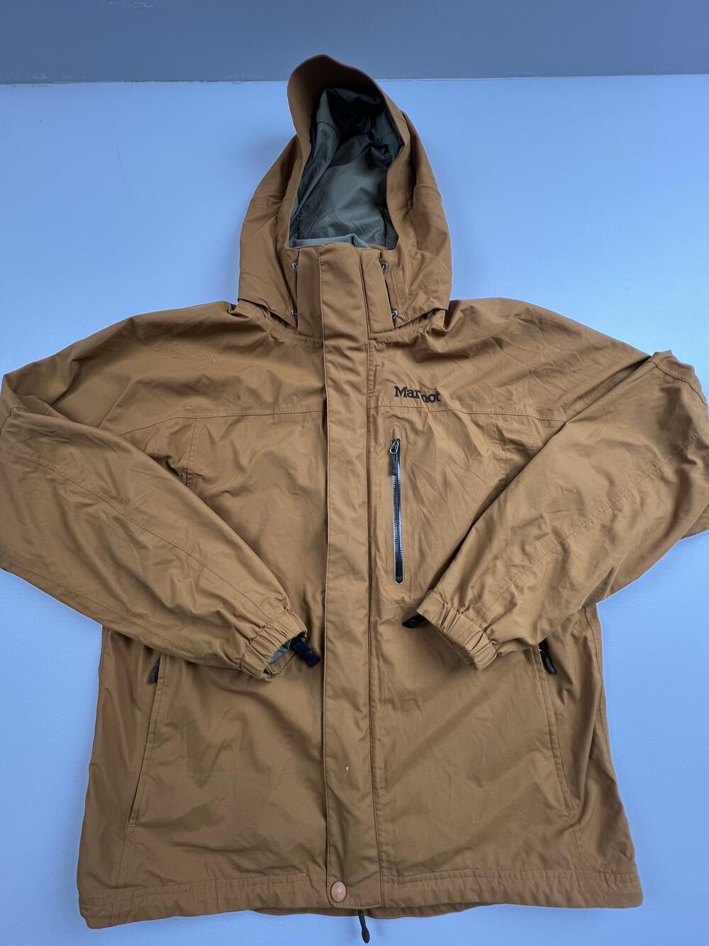 Marmot Jacket Mens Medium Brown Hooded Full Zip Ski Insulated Winter Outdoor